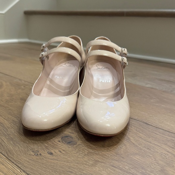 Christian Louboutin Miss Jane 55 mm Mary Janes - Patent calf - Leche Size 38.5 - Picture 2 of 8